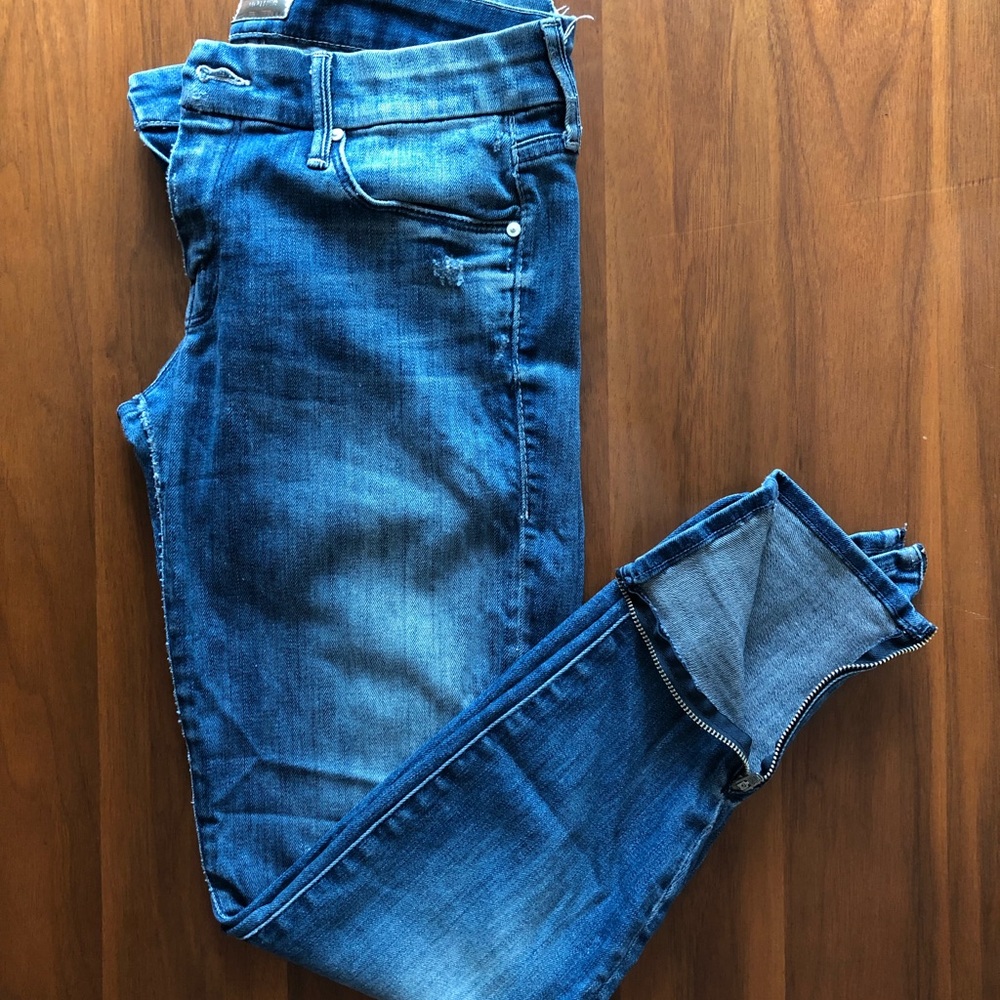 Mother zip-ankle crop jeans